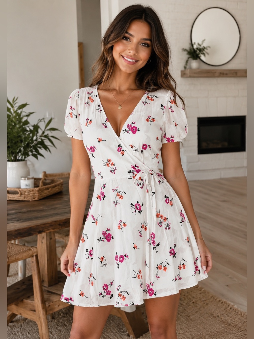 Abercrombie & Fitch XS Petite Floral Mini Wrap Dress
